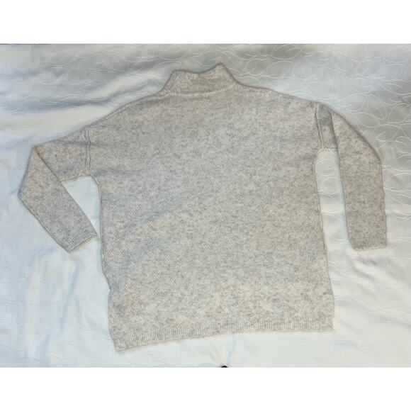 Shrinking Violet-Women's Small Turtleneck Cream/Brown Sweater - Picture 5 of 5